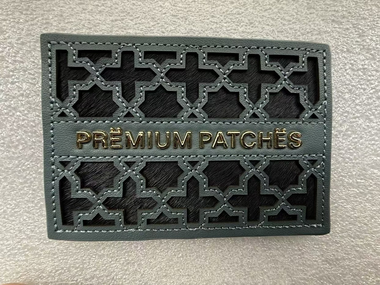 EP TRIM custom leather patch sample — plate 20