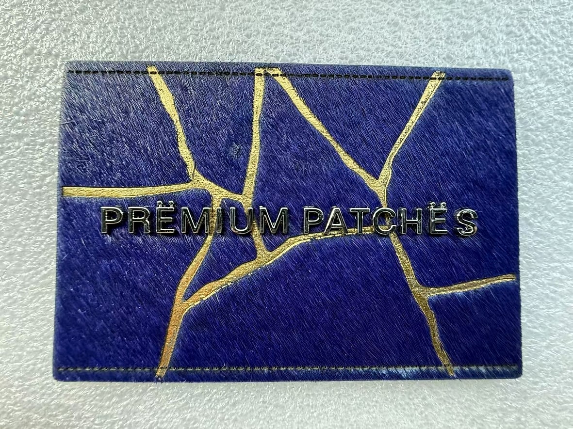 EP TRIM custom leather patch sample — plate 21