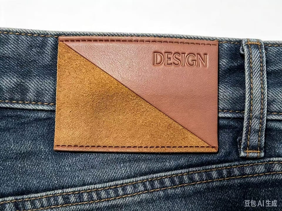EP TRIM Panelled oil-wax and suede leather patch photographed — Two leathers cut on the diagonal: upper right, a smooth light-brown fu